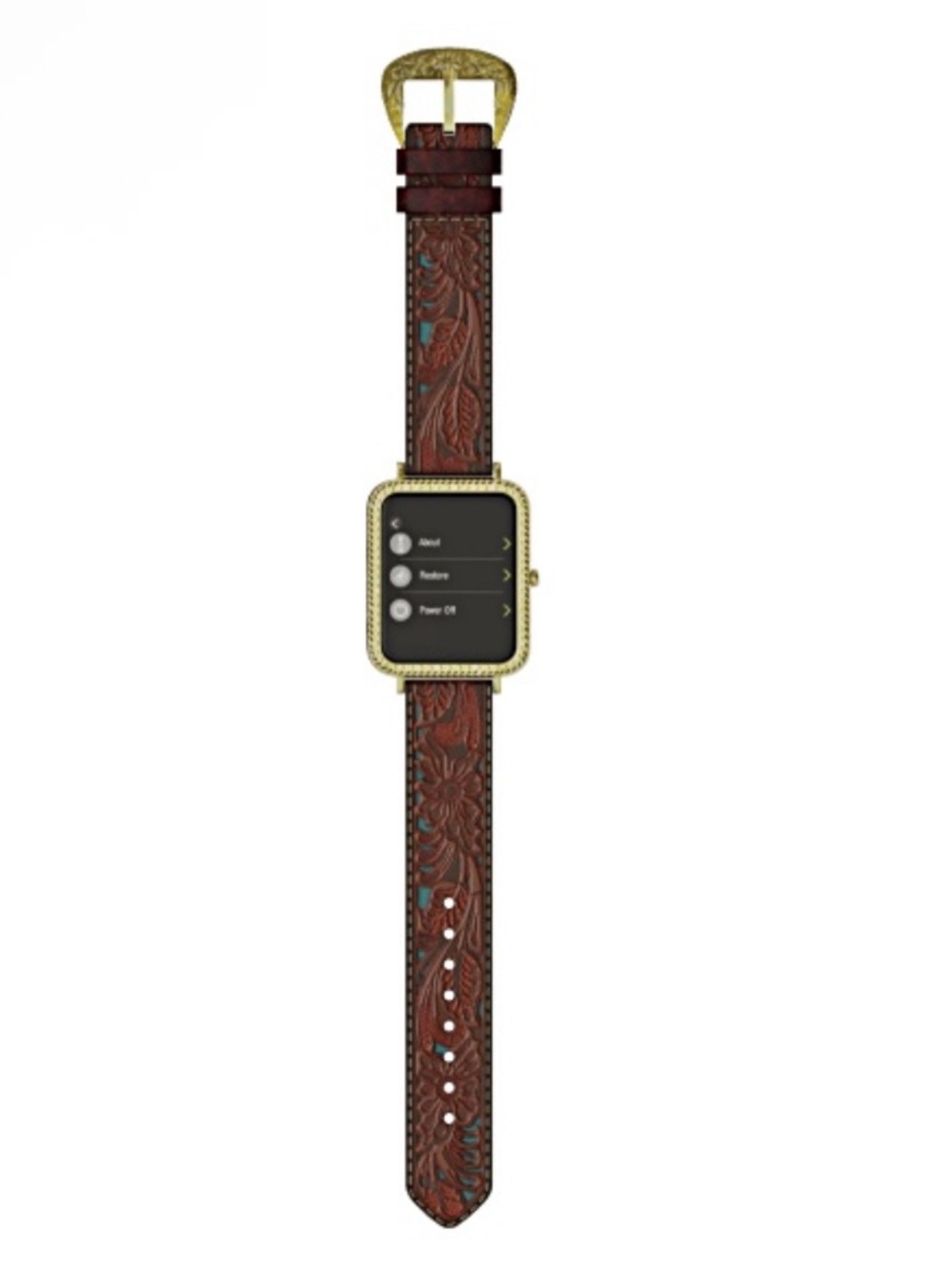 Wrangler Smart Watch Square Antique Gold Tone Brown Strap NEW $155
